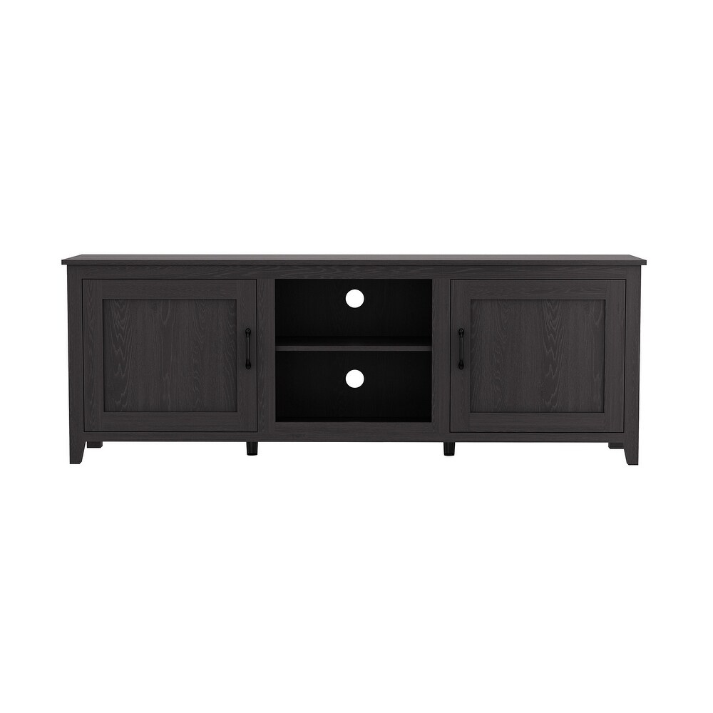 70.08 Inch Black TV Stand with 2 Drawers and 4 High Capacity Storage Compartment.