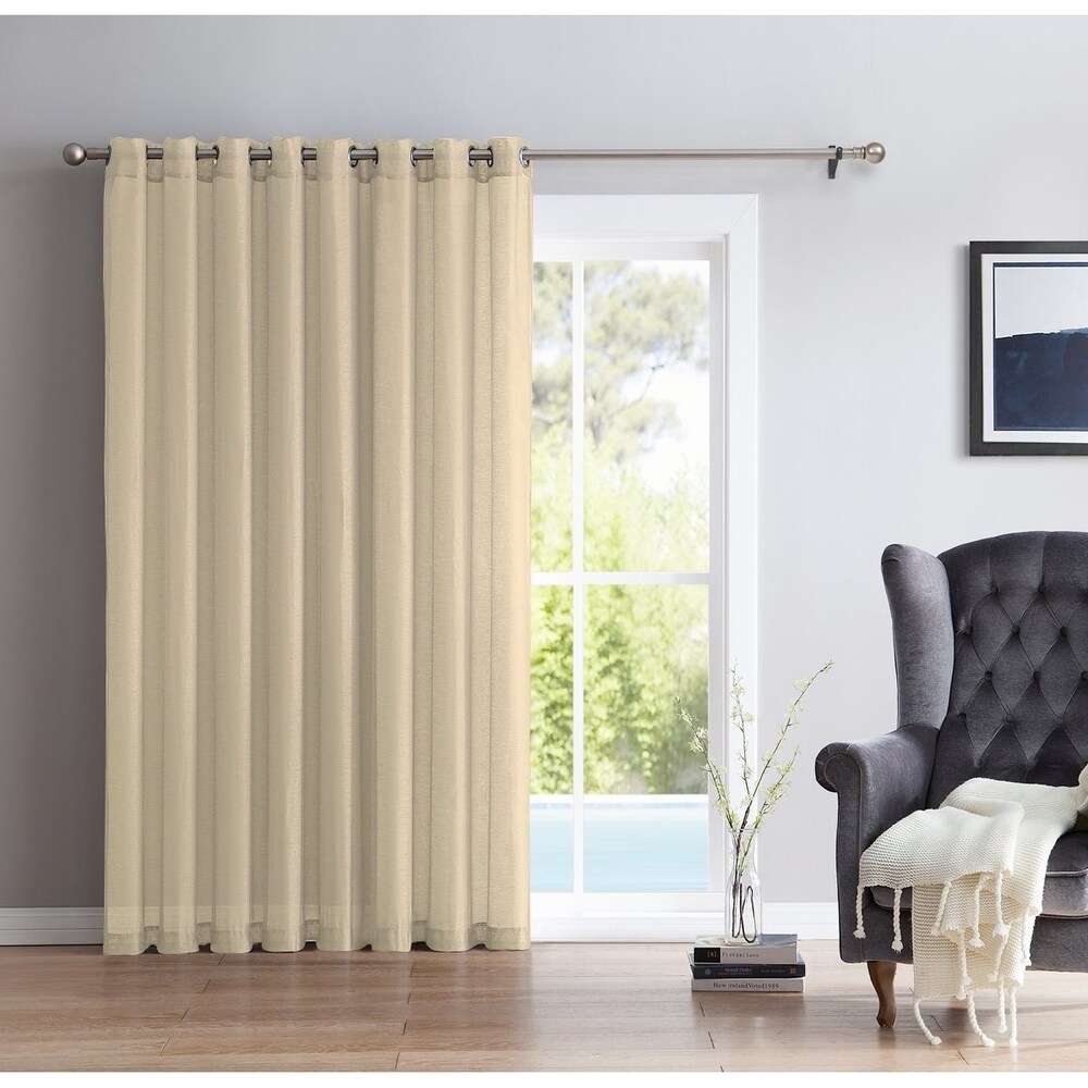 Home   Linens One Panel Extra Wide Sheer Voile Patio Door Grommet Curtain Panel for Sliding Doors   100\