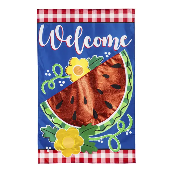 Evergreen Enterprises Watermelon Welcome House Applique Flag