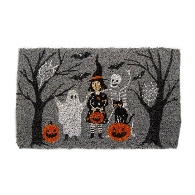 Pumpkin Patch Coir Rectangle Indoor And Outdoor Coir Door Welcome Mat Grey Background