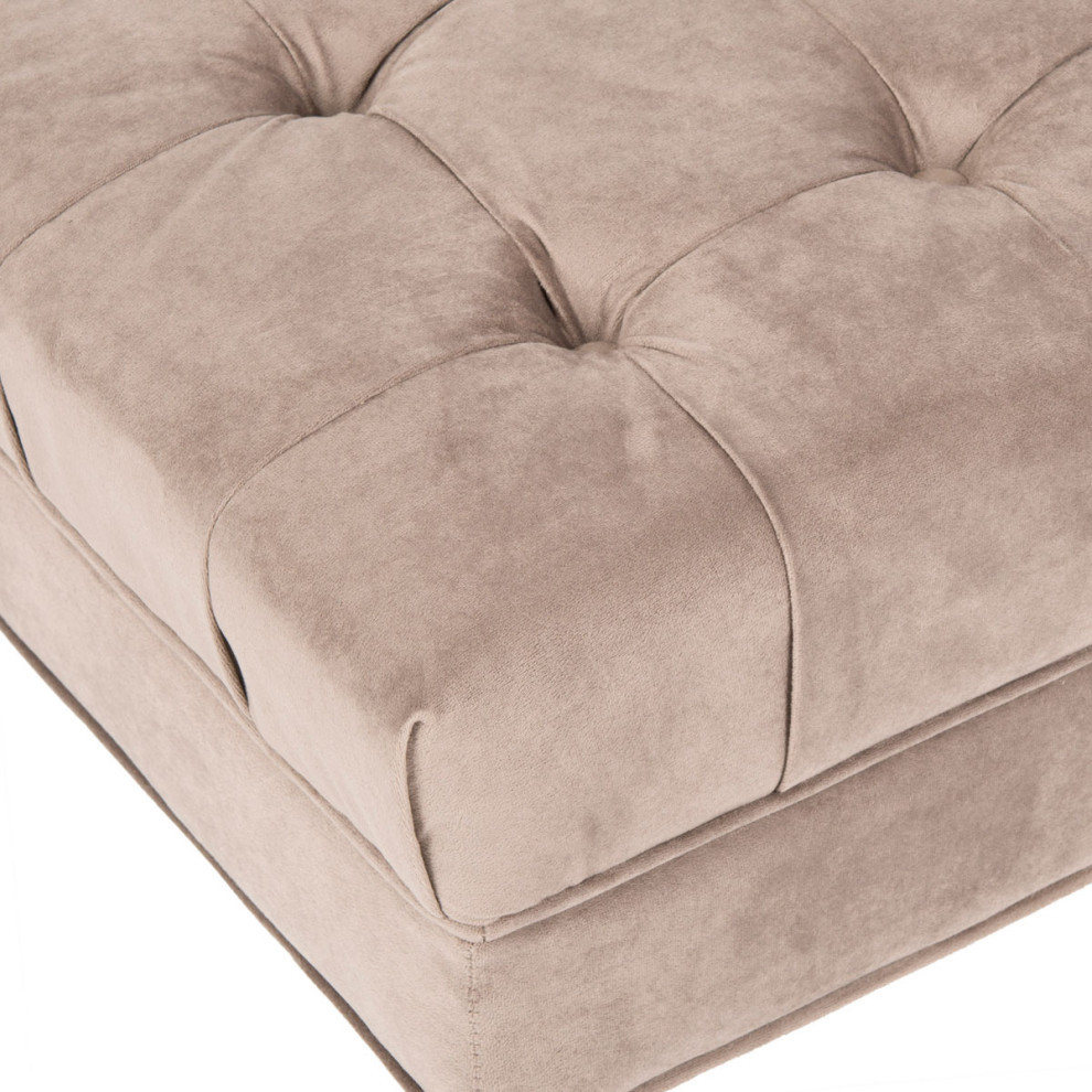 Alyssa Cocktail Tufted Ottoman Mushroom Taupe   Traditional   Footstools And Ottomans   by AED Luxury Home Decor  Houzz