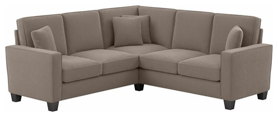 Stockton 87W L Shaped Sectional Couch in Chocolate Brown Microsuede   Transitional   Sectional Sofas   by Homesquare  Houzz