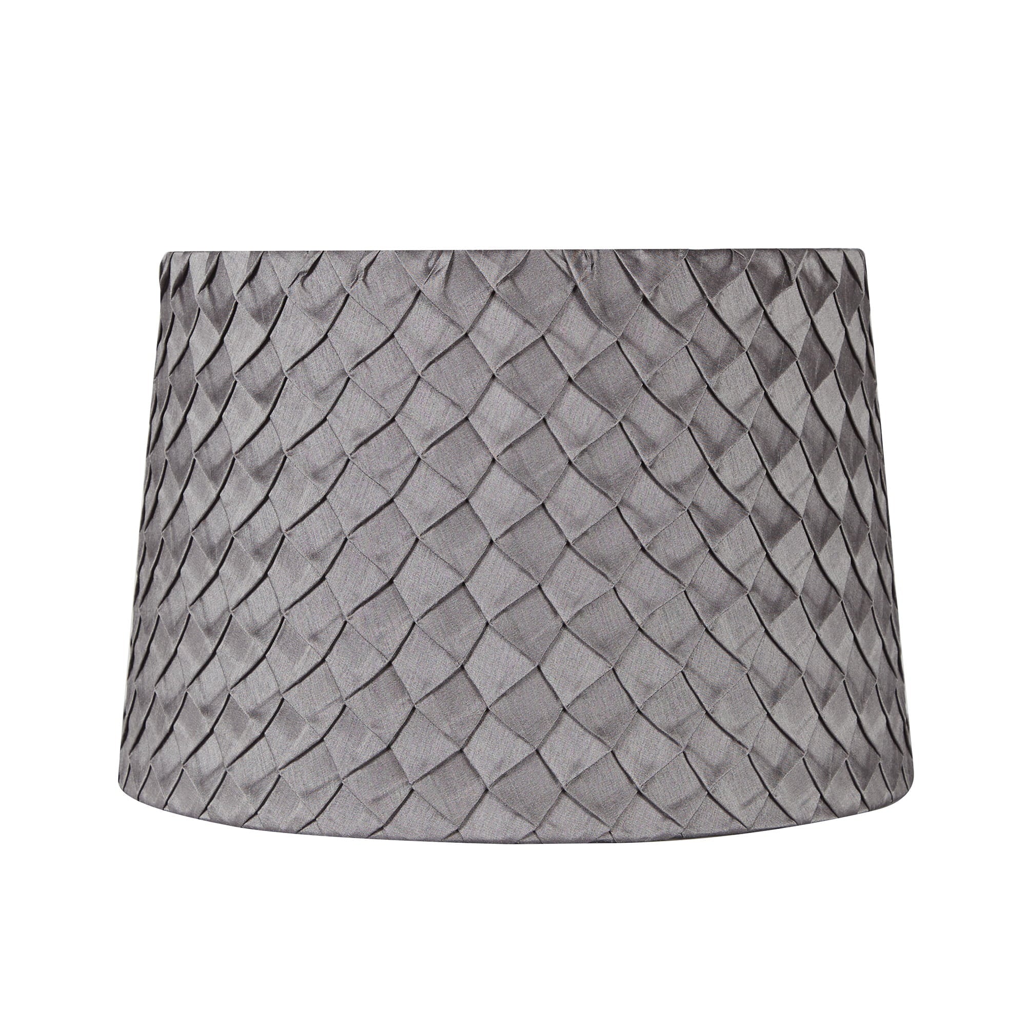 Better Homes and Gardens Pleated Faux Silk Drum Lamp Shade， Grey Finish