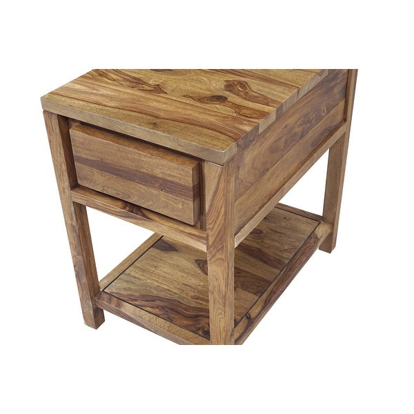 Wanderloot Urban Mid-Century Modern Sheesham Wood End Table With Drawer - 24