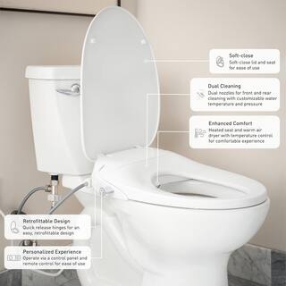 MOEN 2-Series Standard Electric Add-On Bidet Seat for Elongated Toilets in. White with Heated Seat EB800-E