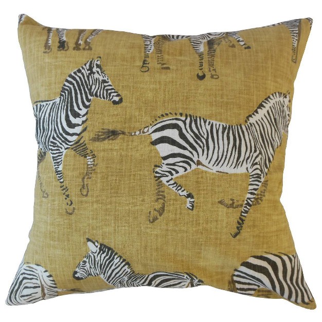 Africana Square Throw Pillow Gold The Pillow Collection