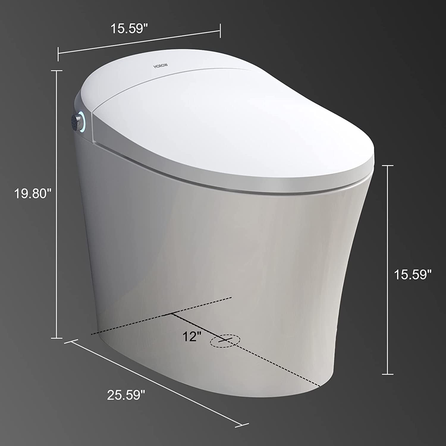 Horow Smart Toilet with Heated Seat, Automatic Power Flush Tankless,Ceramic One Piece Toilets for Bathroom