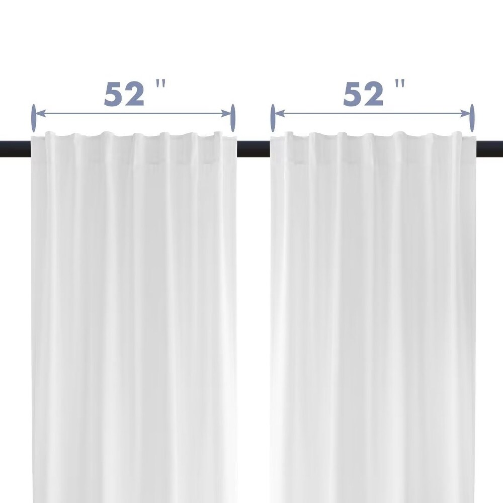 Linen Blend Back Tab Semi Sheer Curtain Pair(Set of 2)