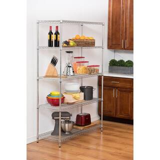 Trinity Chrome 5-Tier Steel Wire Shelving Unit (48 in. W x 72 in. H x 18 in. D) TBFZ-0910