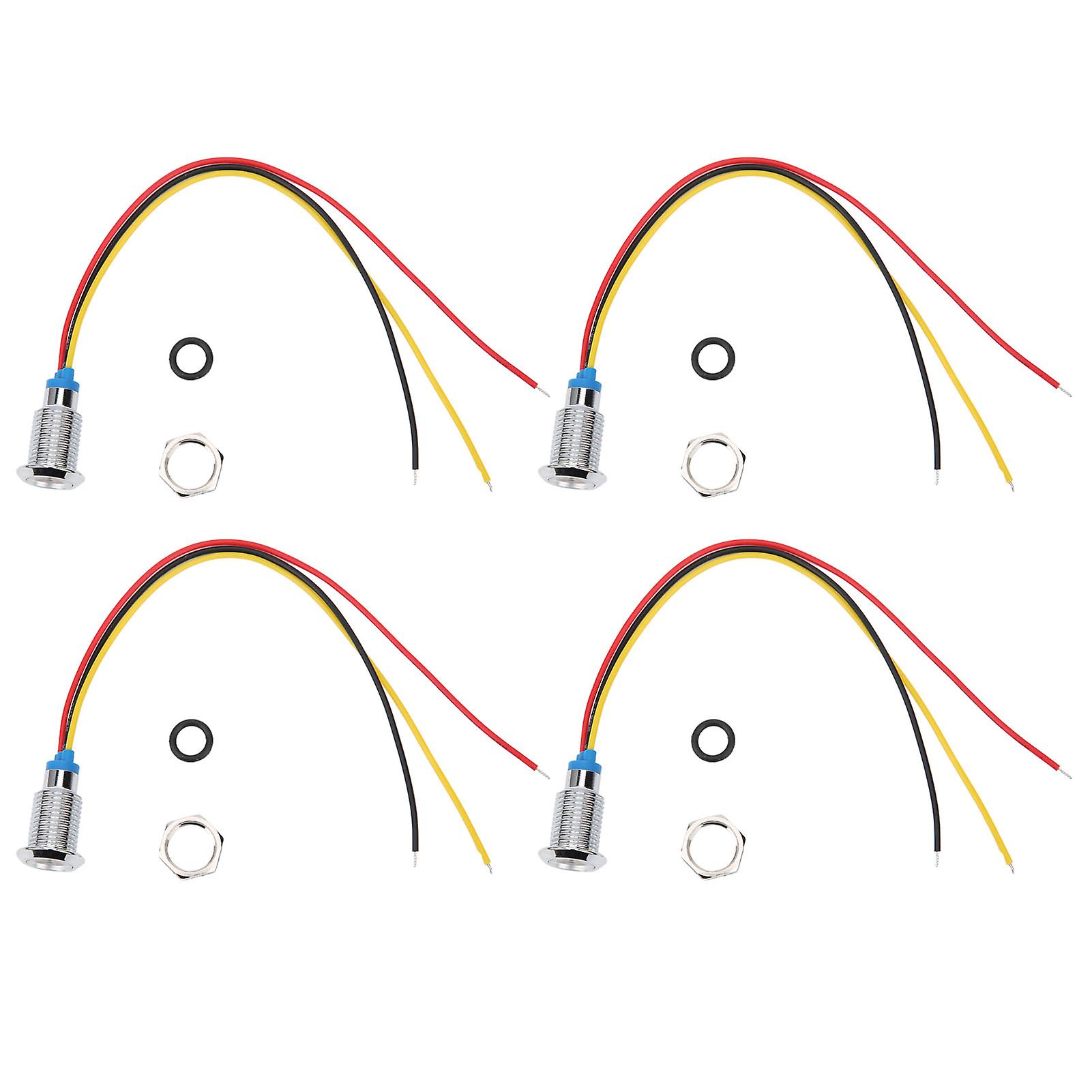 4 Sets Prewired Round Leds Waterproof 2color Indicator Common Cathod 10mm 3-6vred And Yellow