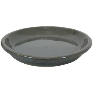 Sunnydaze 11.75 in. Gray Ceramic Planter Saucer (Set of 2) AP-275