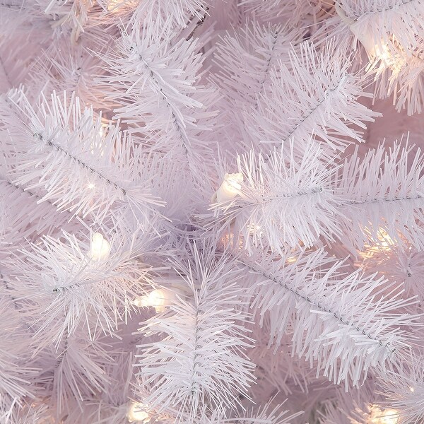 Puleo International PreLit 7.5' White Pencil Northern Fir Artificial Christmas Tree