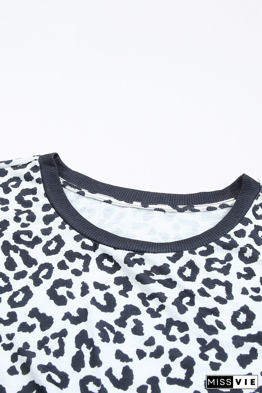 White Camouflage Print Round Neck T-Shirt With Slits