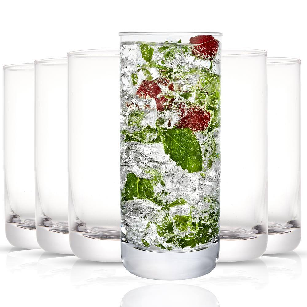 JoyJolt Faye 13 oz. Clear Crystal Highball Drinking Glass (Set of 12) MC20151