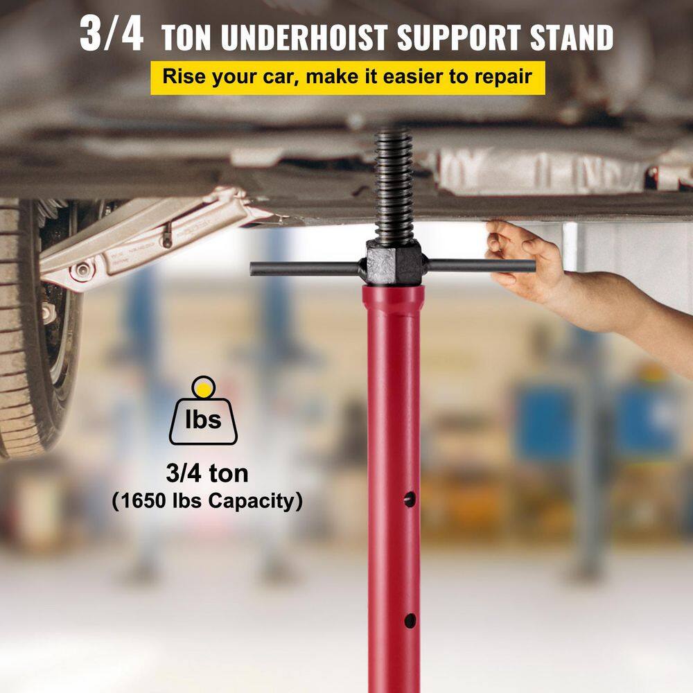 VEVOR 34-Ton Underhoist Stand Pole Jack with 2 Wheel Heavy-Duty Jack Stand Car Support Jack Lifting from 43.3 in. to 70.9 in. QCJSQ6809HS34-TK1V0