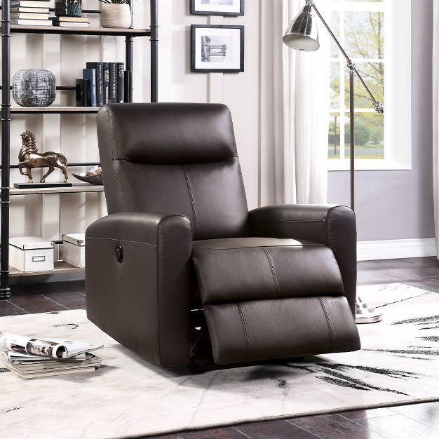 Blane Grain Leather Match Recliner Brown Acme Furniture