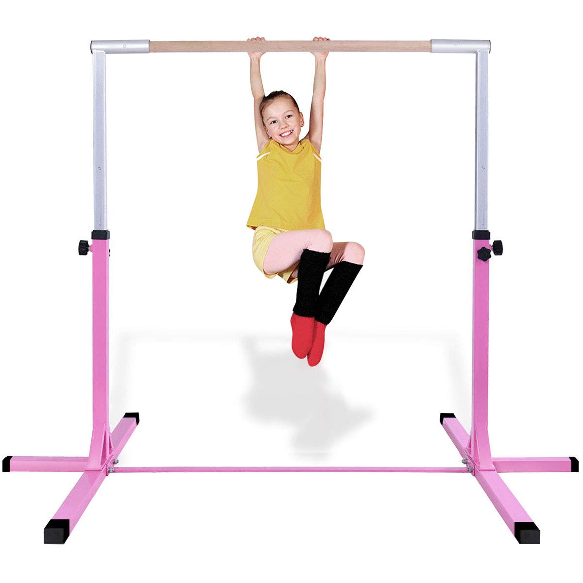 Gymnastic Training Bar, 3' to 5' Height Adjustable 1-4 Levels Exercise Kip Bar