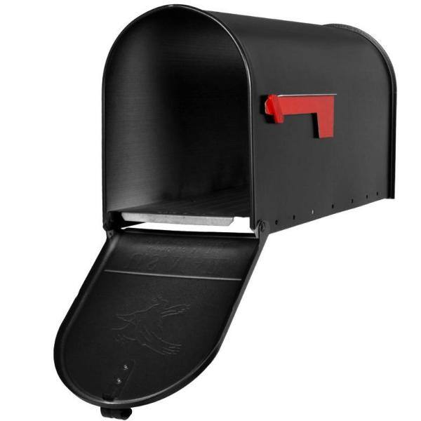 Architectural Mailboxes Elite Black Large Steel Post Mount Mailbox E1600BAM