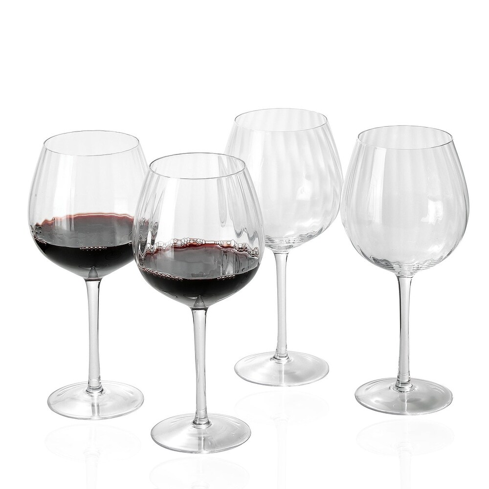 Ribbed Optic Wine Glasses set of 4   4.25\