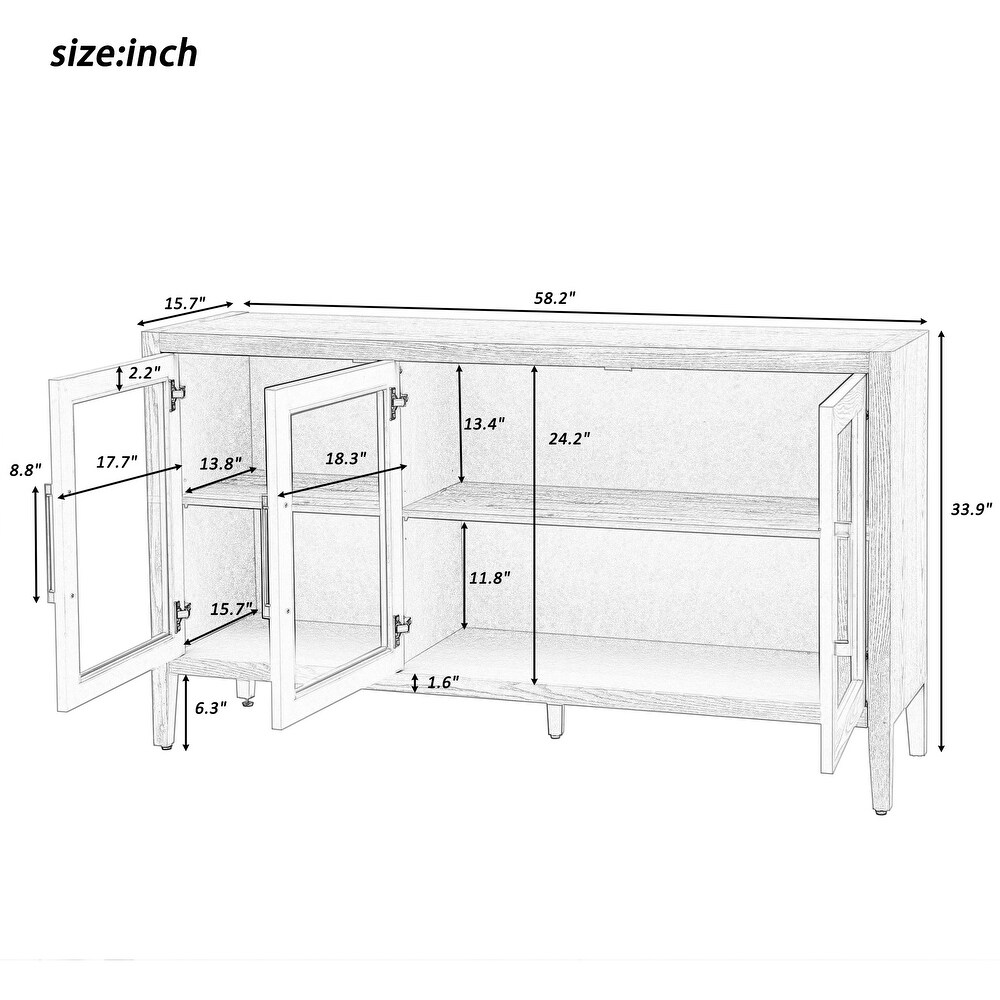 Modern Wood Entryway Storage Cabinet with Glass Doors and Adjustable Shelf