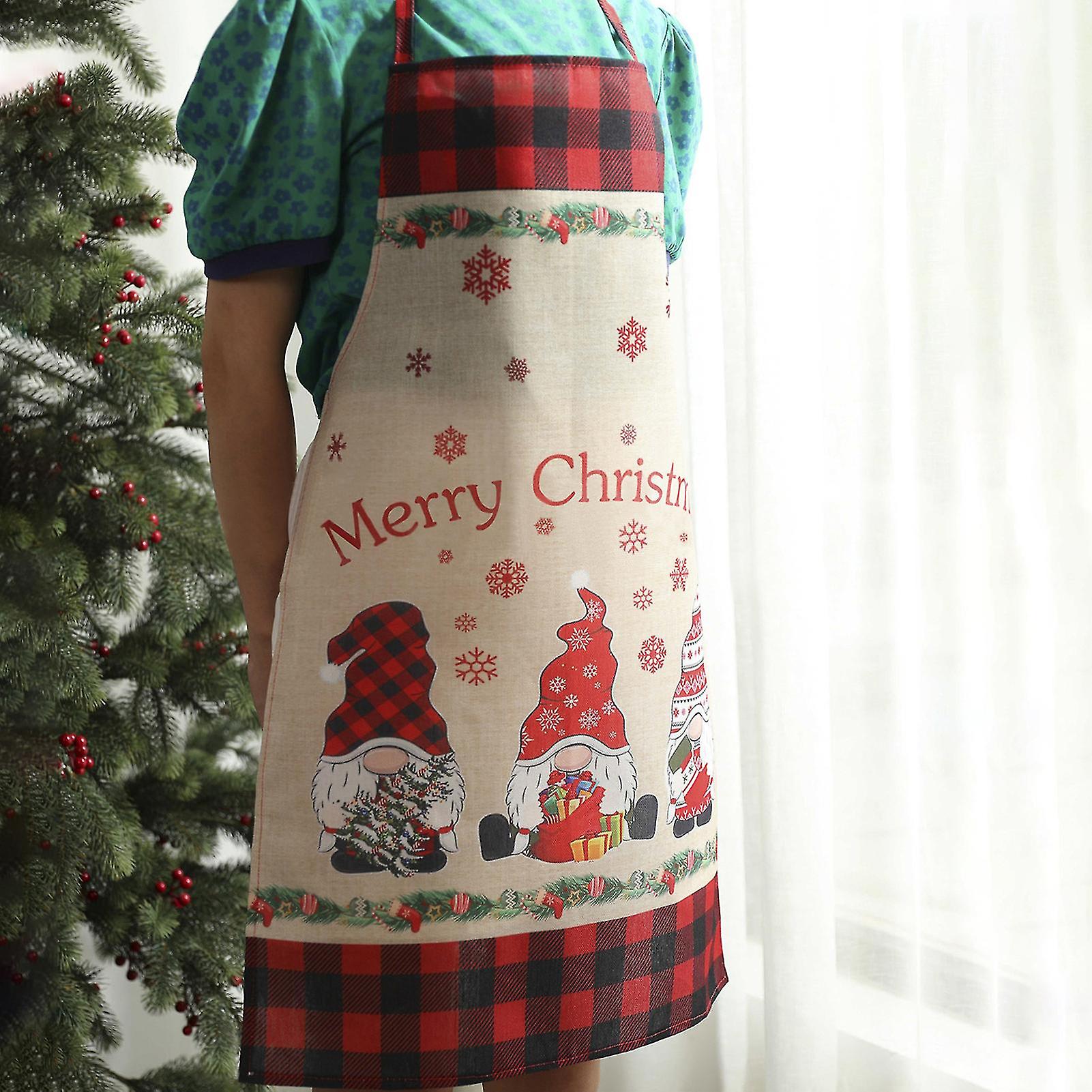 Kitchen Apron Rudolph Man Patterns Wear-resistant Fine Sewing Reusable Decorate Washable