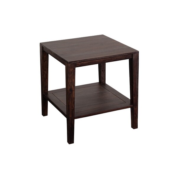 Porter Designs Fall River Solid Sheesham Wood End Table， Gray