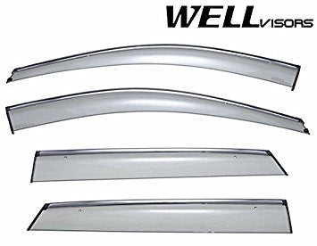 WellVisors Side Window Wind Deflector Visors - for Hyundai Sonata 15-up 2015 2016 with Chrome Trim