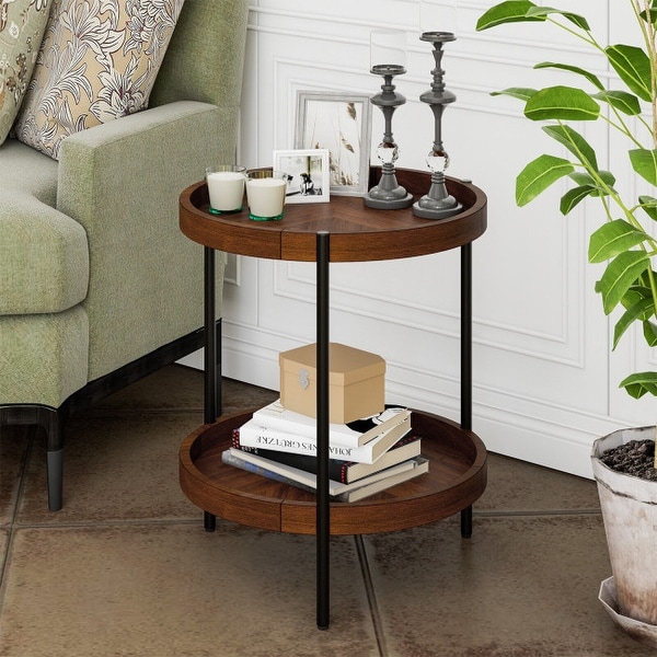 2-Tier Retro End Table with Bottom Shelf - 20.5