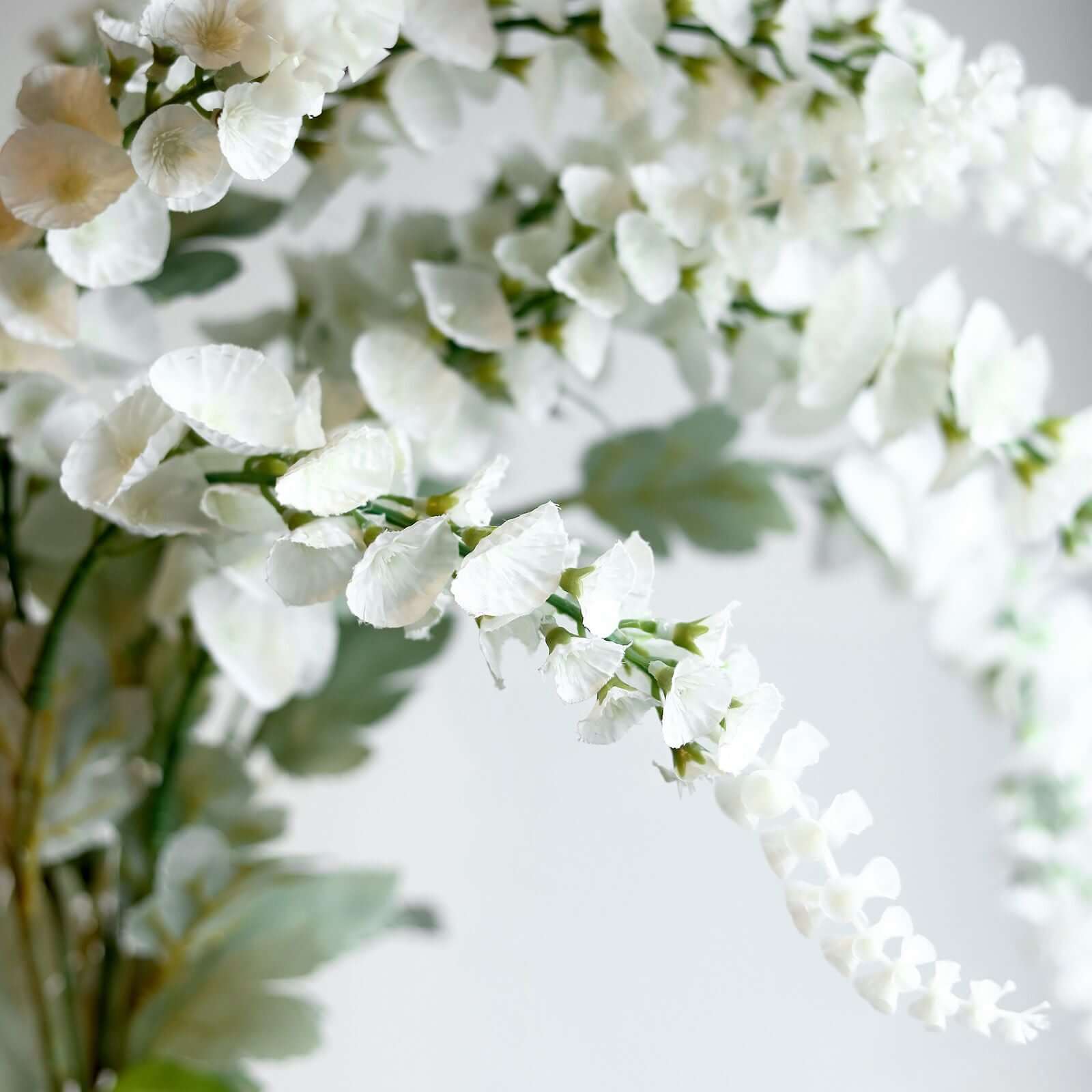 2 Bushes White Artificial Foxglove Orchid Flower Bouquet Stem - Silk Flower Branch Spray 34