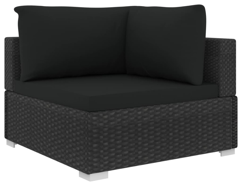 vidaXL Patio Lounge Set 4 Piece Sectional Sofa with Table Poly Rattan Black   Tropical   Outdoor Lounge Sets   by vidaXL LLC  Houzz