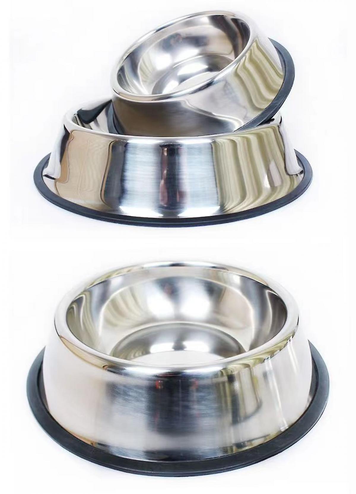 Steel Dog Bowls，cat Bowl Water And Food With Rubber Base For Dogs， Cats， Puppy Rabbit And Kitten 500g Capacity