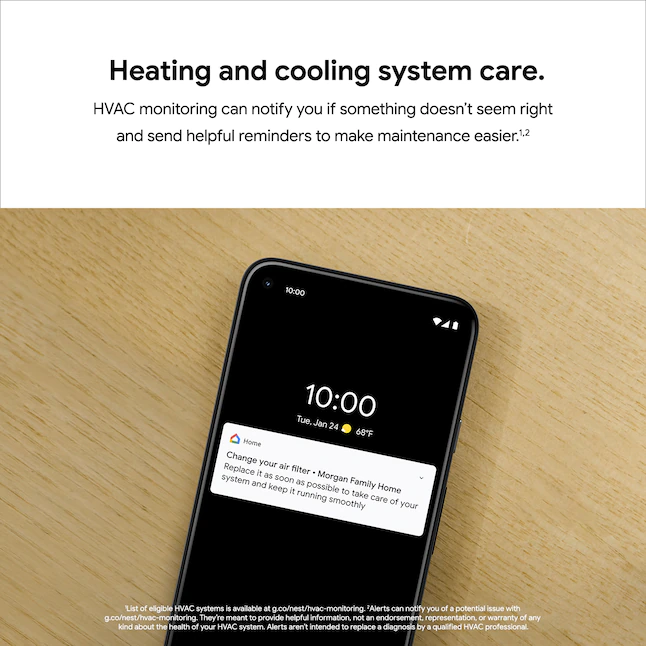 Google Nest Learning Smart Thermostat with WiFi Compatibility (3rd Generation) - Stainless Steel