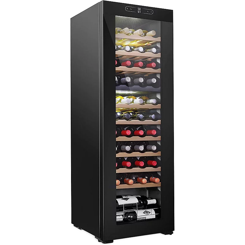 44-Bottle Dual Zone Wine Cooler， Freestanding Wine Fridge with Lock