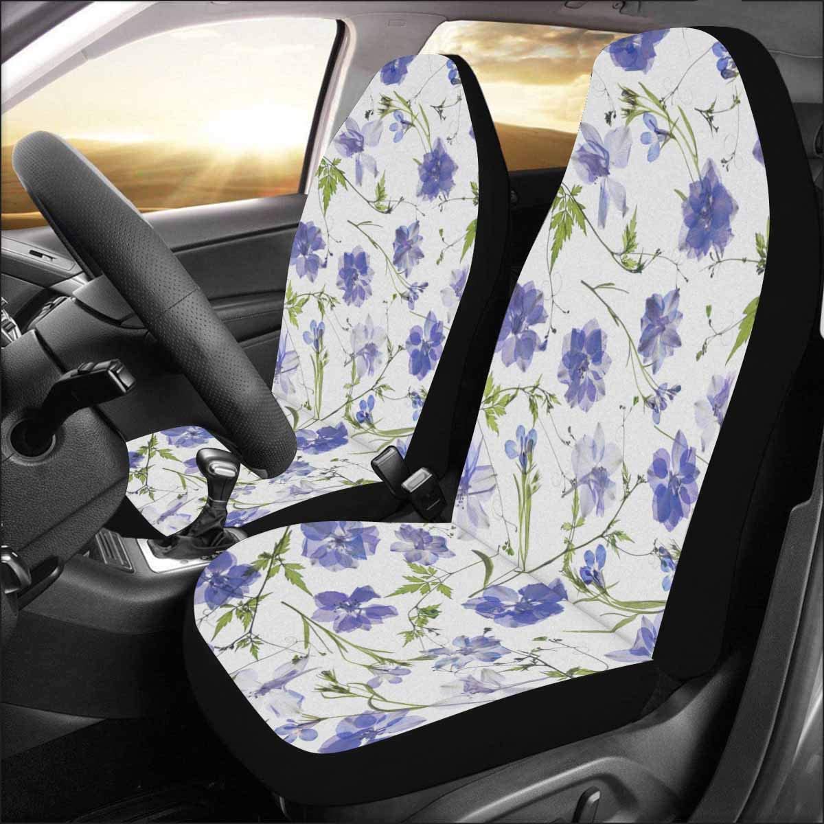 KXMDXA Set of 2 Car Seat Covers Purple Flower Petals and Leaves Universal Auto Front Seats Protector Fits for Car，SUV Sedan，Truck