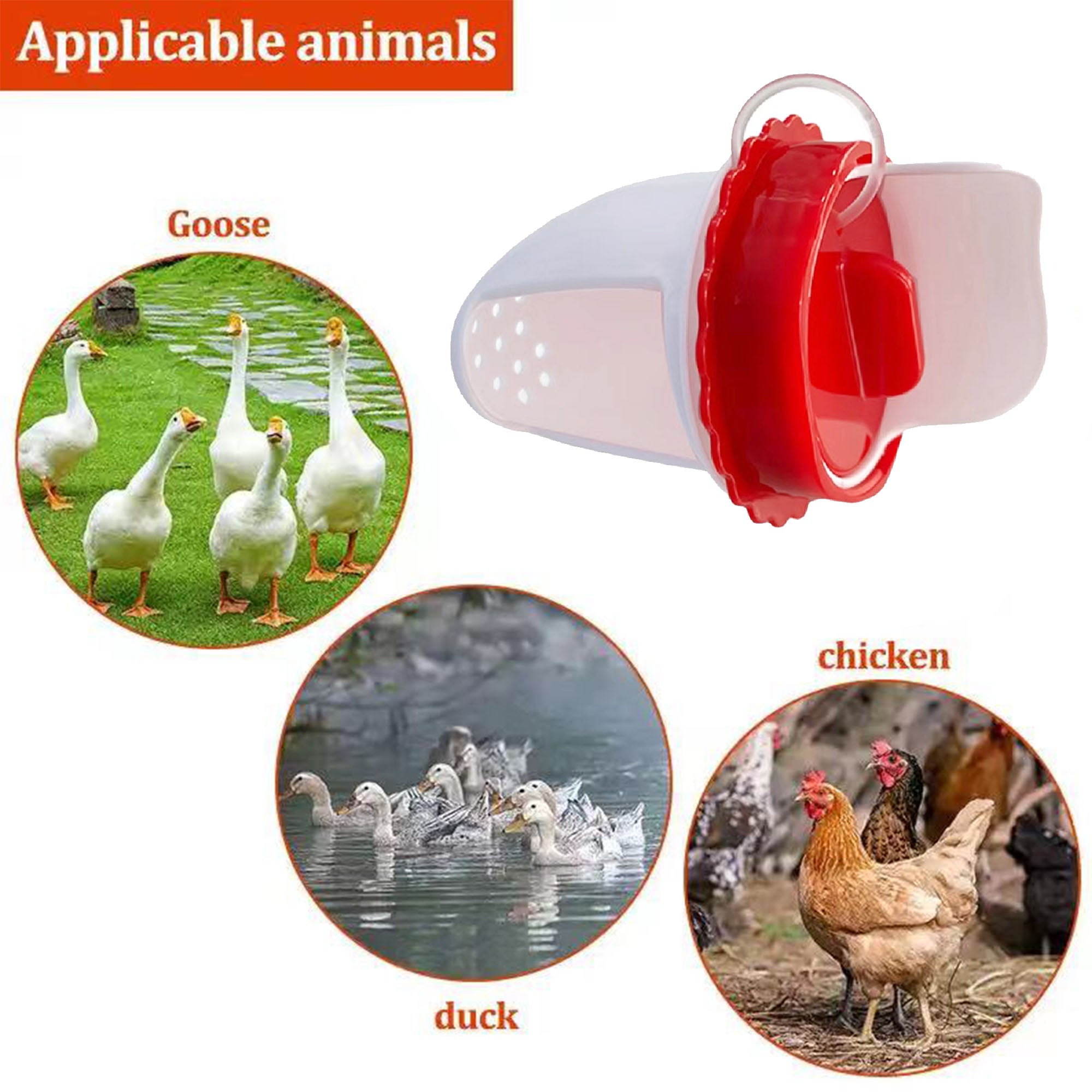 DIY Chicken Feeders No Waste and Waterer Set 4 Ports with 4 Chicken Water Nipples，Rodent Proof Rain Proof Automatic Poultry Chicken and Duck Feeder Kit for Buckets，Barrels，Bins，Troughs 1PCS