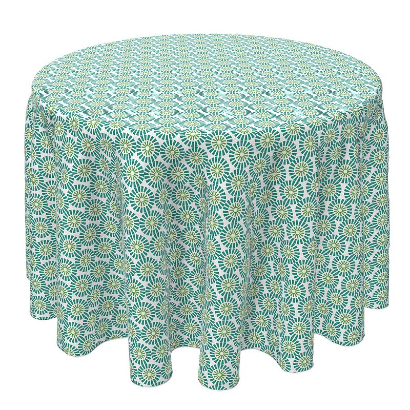 Round Tablecloth， 100% Cotton， 60 Round， Geometric Style Flowers