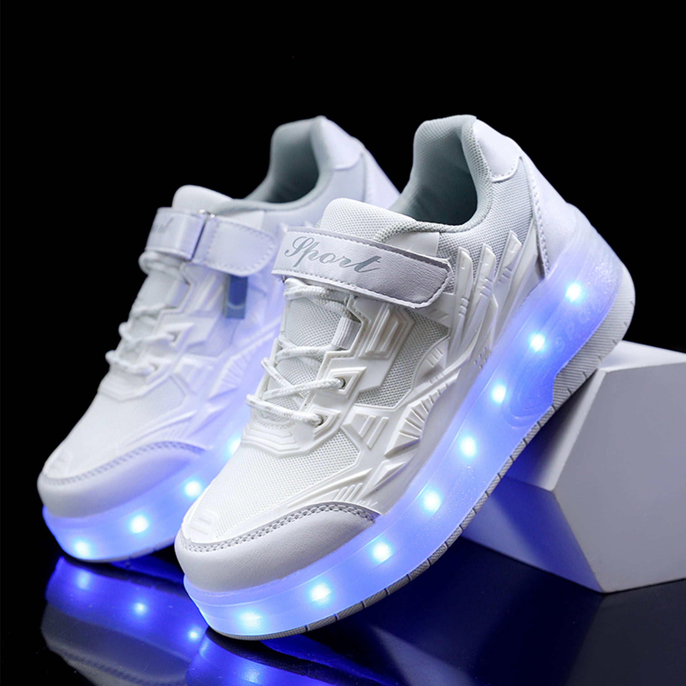 KOFUBOKE Child Teen Roller Skates Double Wheel Shoes Light Up LED shoe 1 size