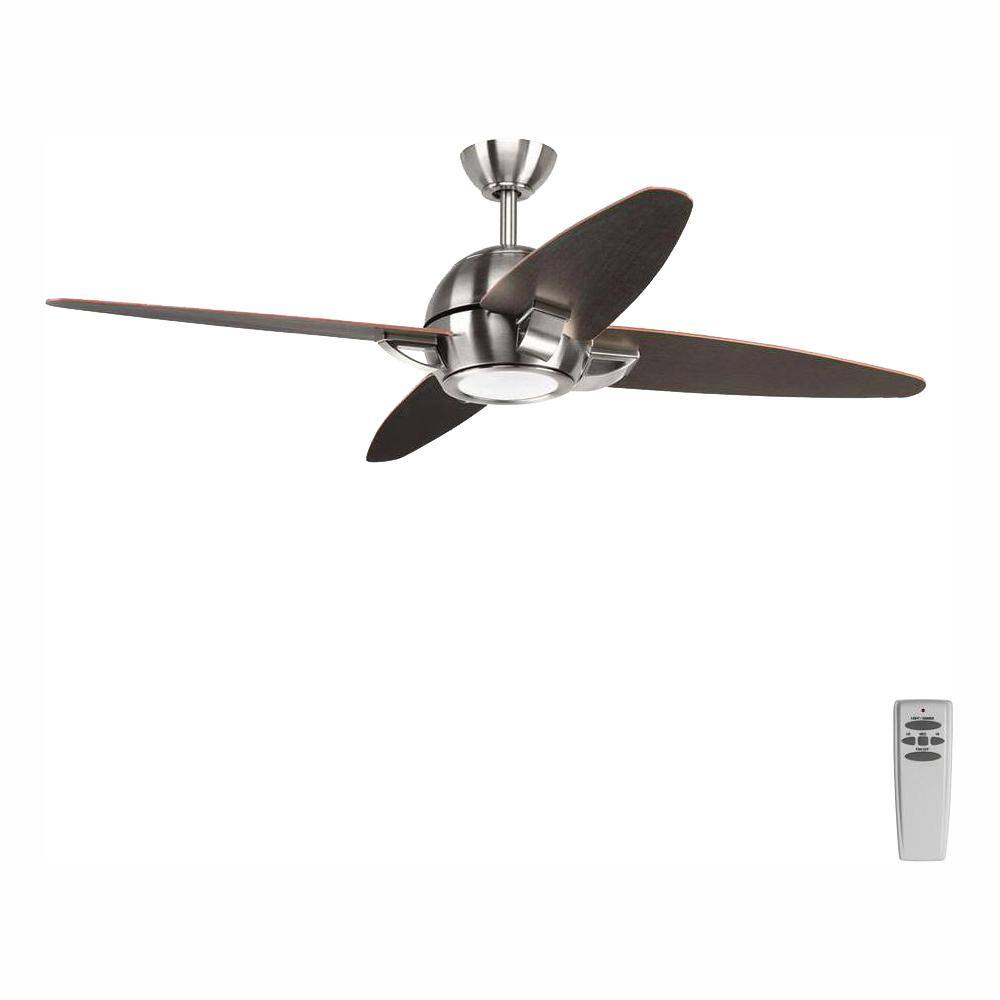 Progress Lighting Soar Collection 54 in. LED Indoor Brushed Nickel Modern Ceiling Fan with Light Kit and Remote P2542-0930K