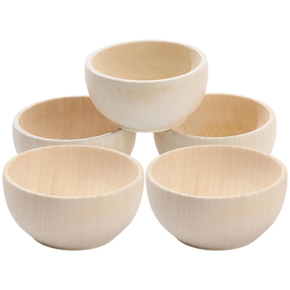 5 Pcs Wooden Craft Bowls Unfinished Wooden Bowls Unpainted Wood Bowls Kids Diy Wood Bowls