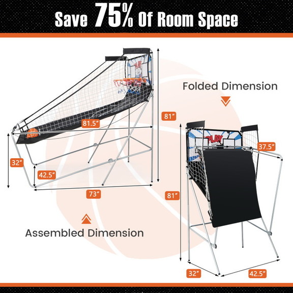 Costway 75319482 Foldable Dual Shot Basketball Arc...