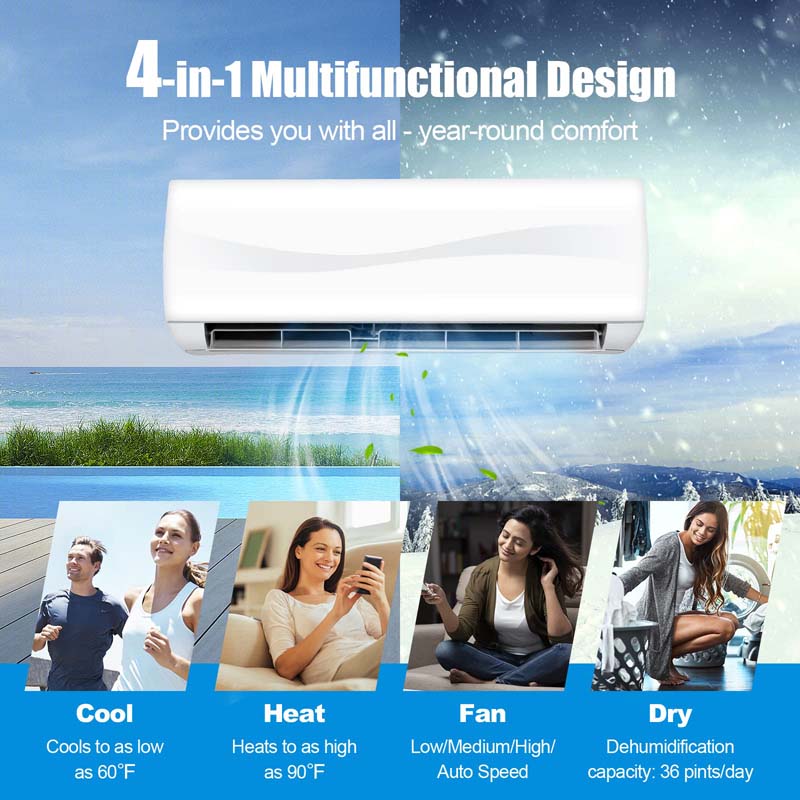 Canada Only - 12000BTU 115V Mini Split Inverter Air Conditioner & Heater