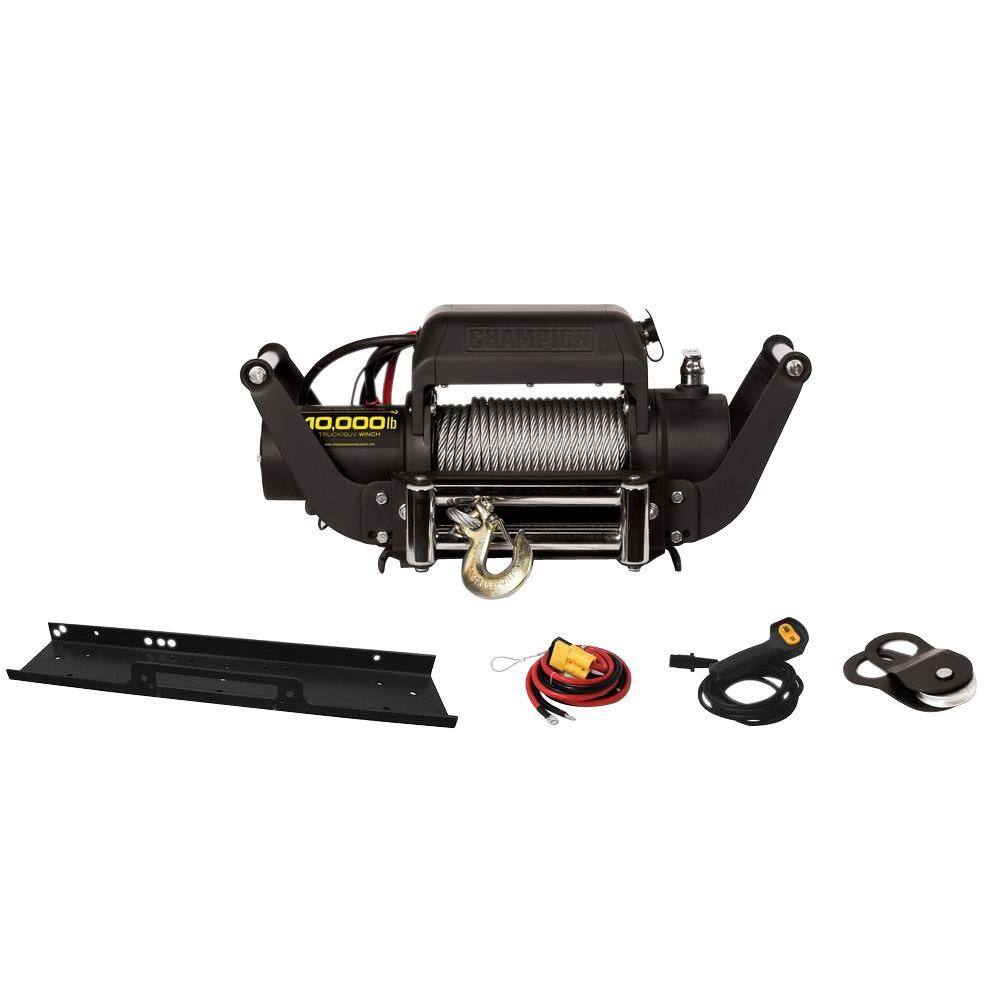 Champion Power Equipment 10000 lbs. TruckJeep Winch Kit with Speed Mount Hitch Adapter 11006