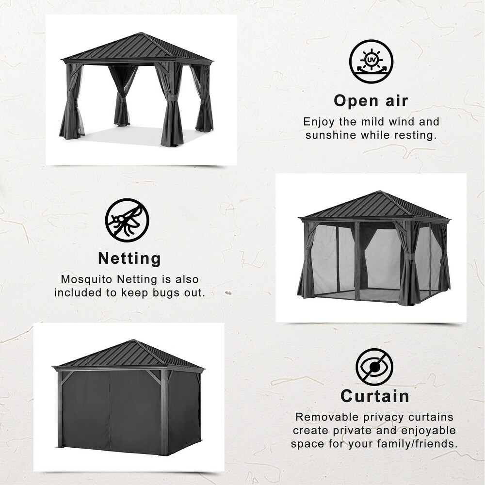 ABCCANOPY Outdoor Hardtop Gazebo with Galvanized Steel Double Roof