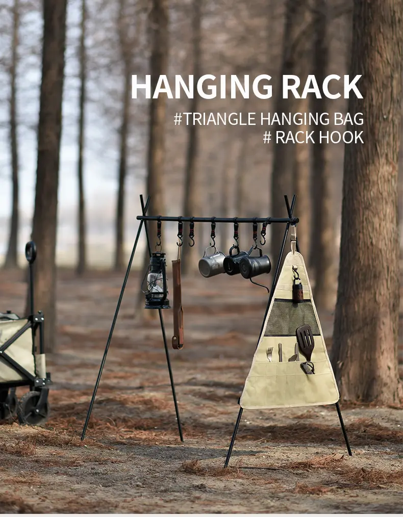 BBQ Camping Hiking Travel Cooking Utensil Hanging Cookware Triangle Storage Bag Camping Tableware Hanging Bag