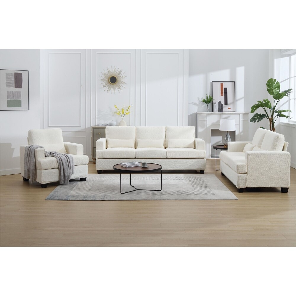 3 Piece Sofa Set  Sofas   Couches with Spacious Armrest and Thickend Cushion