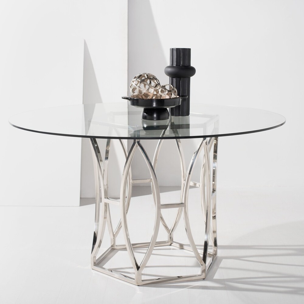 SAFAVIEH Couture Shaw 42 inch Glass Top Dining Table   42\