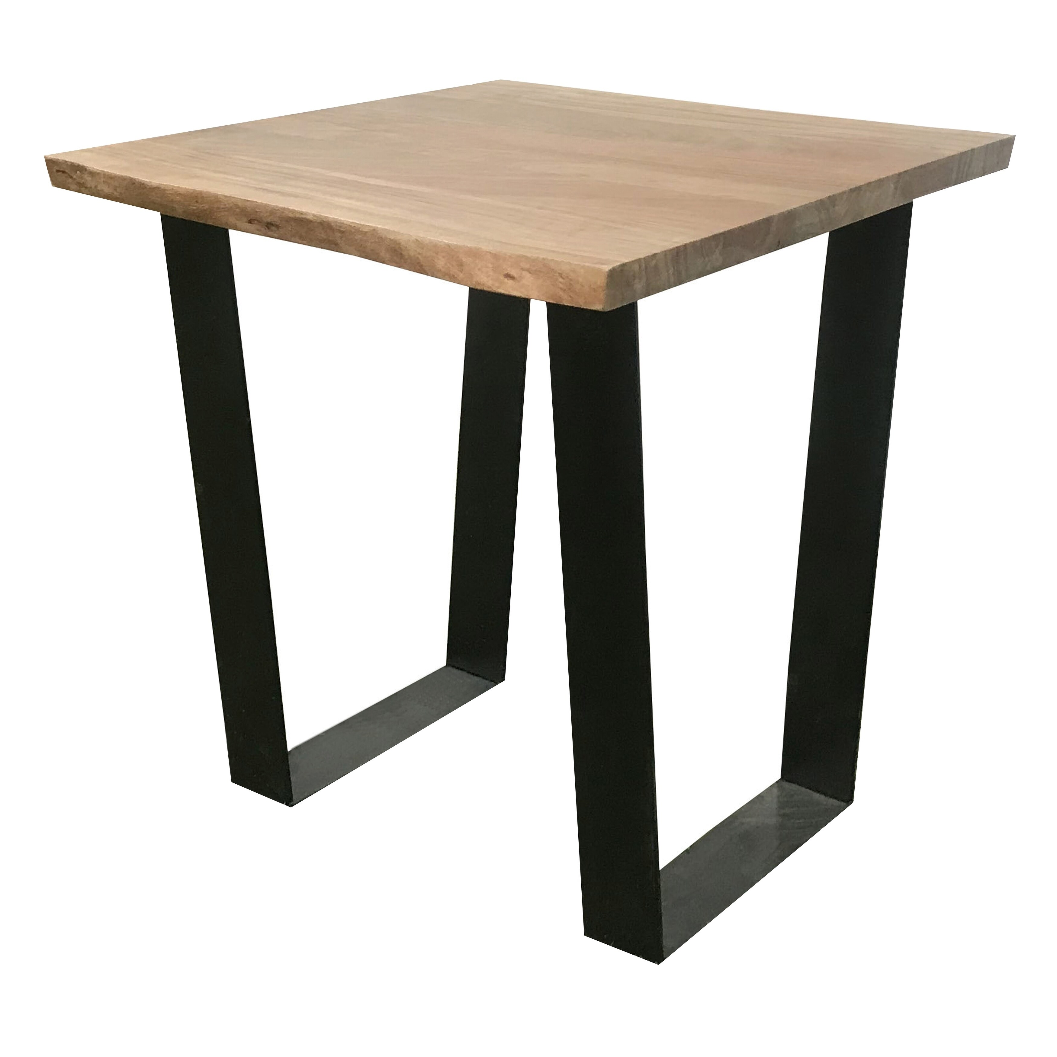 Bengal Manor Iron and Live Edge Natural Acacia Wood Rectangle End Table