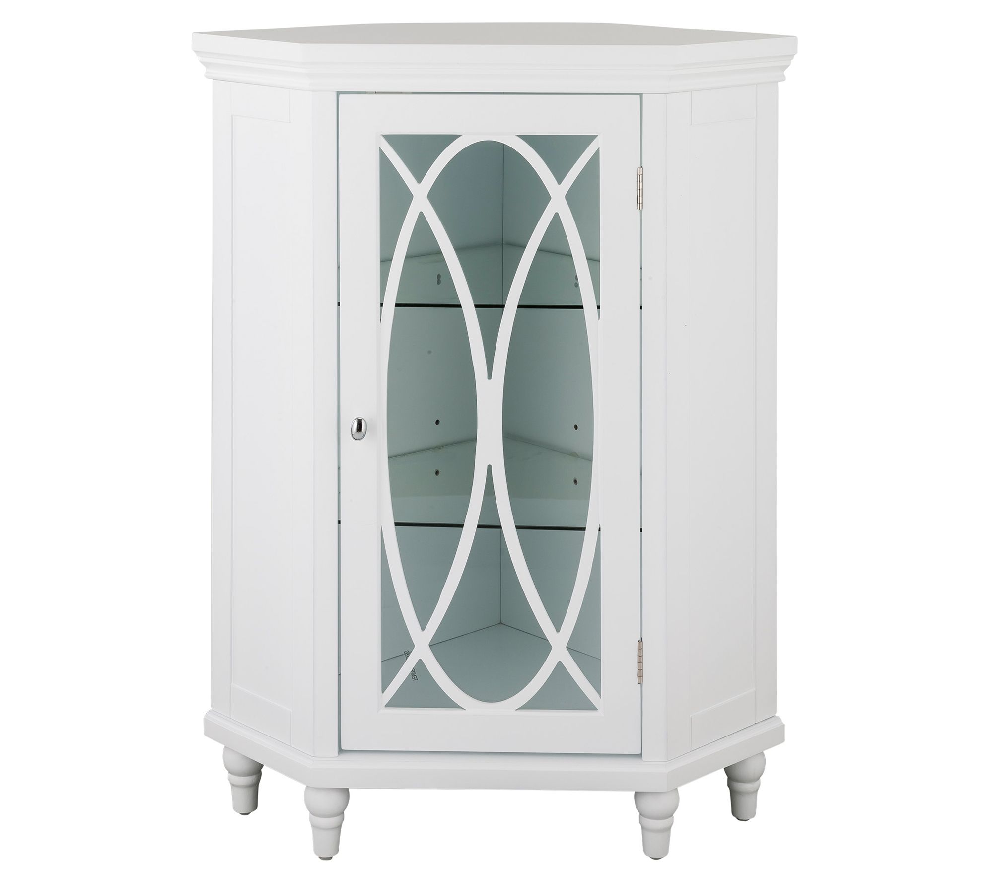 Corner Floor Cabinet with 2 Adjustable TemperedGlass Shelves