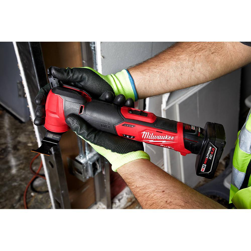 MW M12 FUEL 12V Lithium-Ion Cordless Oscillating Multi-Tool and 38 in. Ratchet with two 3.0 Ah Batteries 2526-20-2557-20-48-11-2412