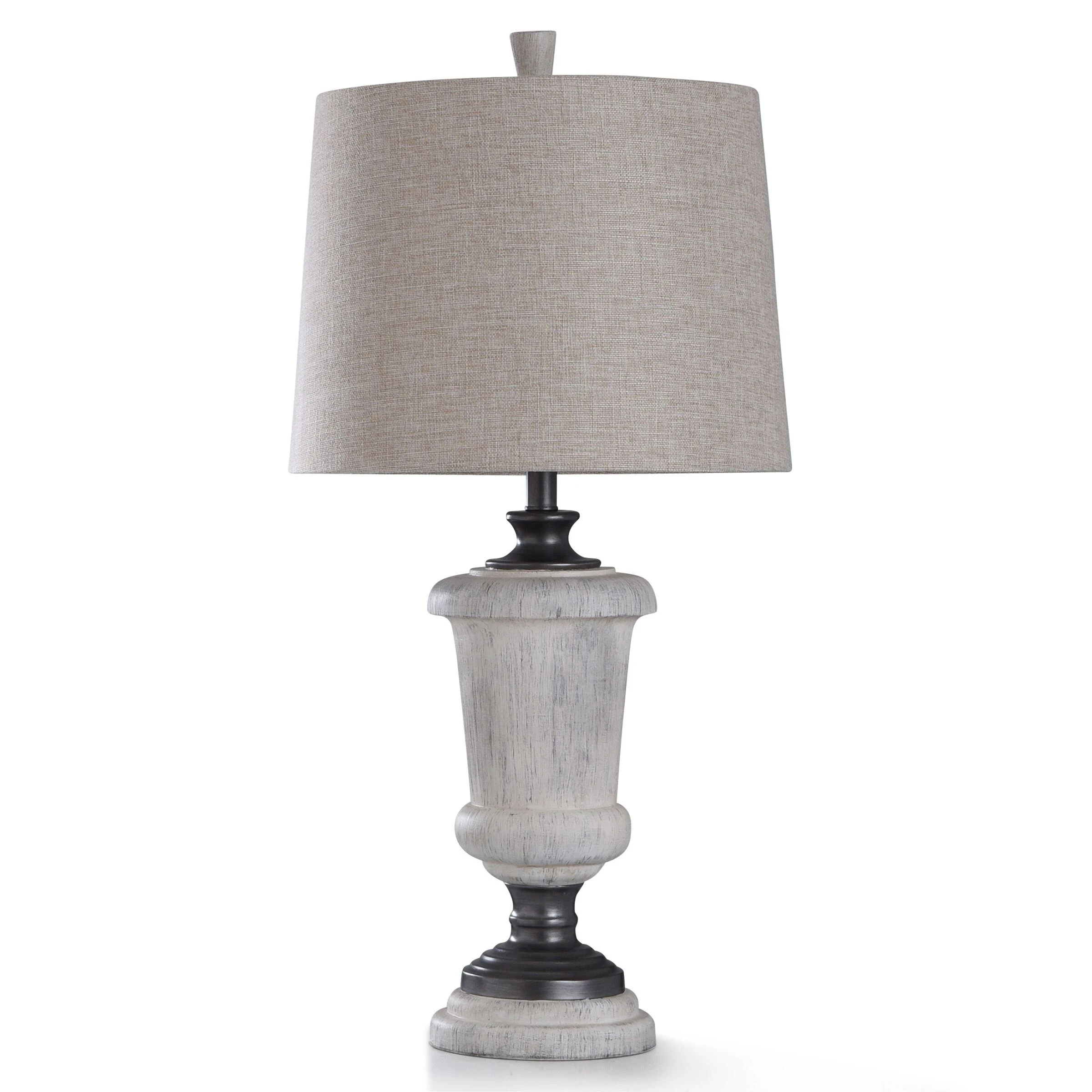 StyleCraft Cinder Ford Light Gray Stone with Gun Metal Finished Accents Table Lamp